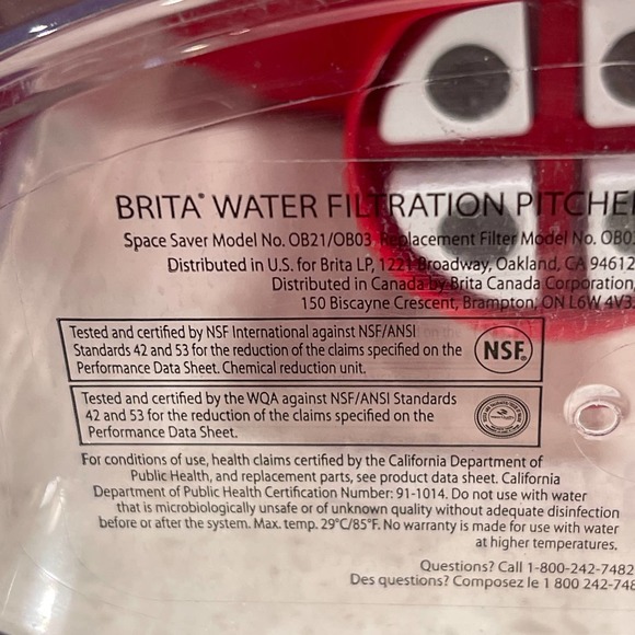 Brita Water Filtration Pitcher Red Modelo OB21/OB03 Gently used - Picture 7 of 13